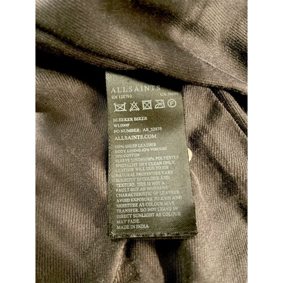 ALL SAINTS Women Bleeker Biker Cargo Leather Jacket Moto Black 0 XS 32 EUC - Picture 12 of 15